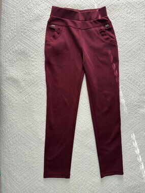 Burgandy Pencil Pants Women High Waist Size S